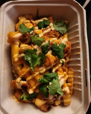 Loaded kimchi fries at Go Vegan San Antonio in San Antonio