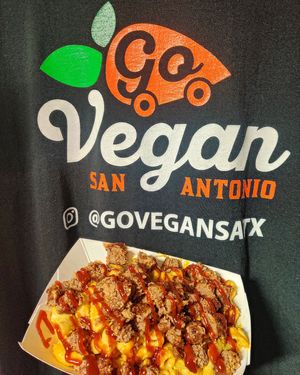BBQ Burger Mac
Tshirt in the background  at Go Vegan San Antonio in San Antonio