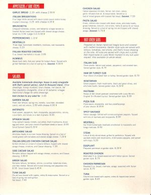 Menu at My Father's Pizza in Black Mountain