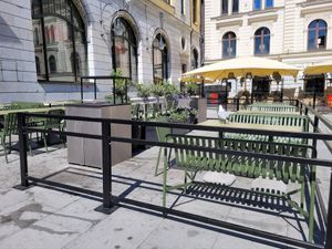 Outdoor seating at MAX in Uppsala