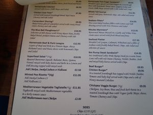 Menu at The Blue Bell in New Quay