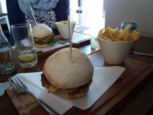 Chickpea Veggie Burger at The Blue Bell in New Quay