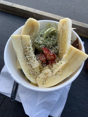 Mini banana split. Usually comes in a rectangular bowl but they ran out that day. at Sweet Soul in Tampa