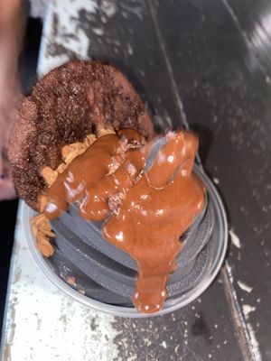 Brownie sundae with vegan “Nutella” drizzle at Sweet Soul in Tampa