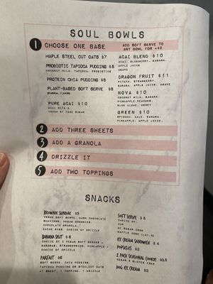 Menu at Sweet Soul in Tampa