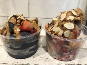 Left is Charcoal Vanilla base and right one is Chocolate base. YUM!! at Sweet Soul in Tampa