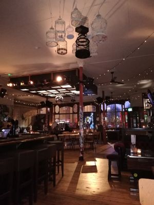 Inside the pub. It has a lovely atmosphere. We went before it got busy  at The Birds in East London