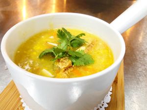 Sweet corn soup vegan  at Siam Pesto in Warragul