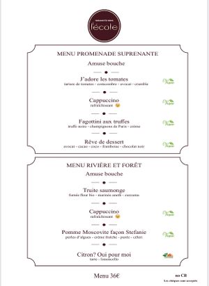 Menu 2020  at Brasserie l'Ecole in Olargues