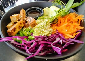 Tofu poke bowl at Chelle's Soulfood in Officer
