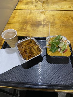 Curry of the week, onion bahji and masala chai   at Manjit's Kitchen in Leeds