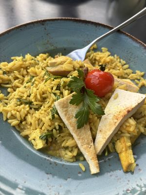 Vegan risotto with mushrooms and tofu  at K5 Restavracija in Kavarna in Trbovlje