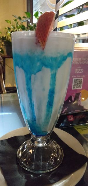 Bubblegum shake - almond milk, house-made coconut icecream & horchata liqueur at The Moon in Northbridge