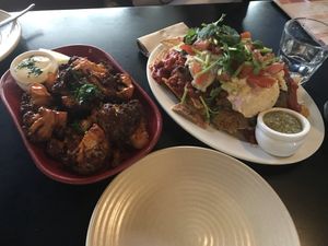 Vegan buffalo cauliflower and nachos at The Moon in Northbridge