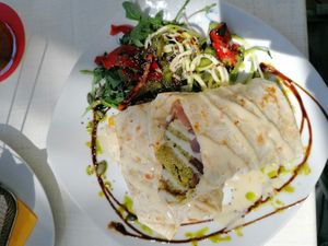 Vegan falafel wrap at Waves Bar in Mallorca
