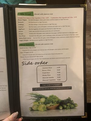 Vegan menu 2/2  at Thai Time in Jackson