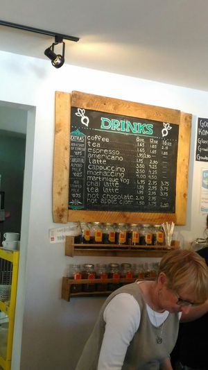 Drink menu at Uprooted Market & Cafe in Musquodoboit Harbour