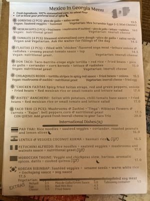 Menu at Mama Terra Veggie Corner in Tbilisi