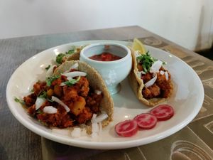 Soyrizo tacos at Mama Terra Veggie Corner in Tbilisi