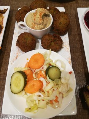 Falafel platter at Mama Terra Veggie Corner in Tbilisi