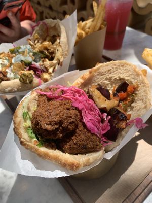 The falafel added to a veggie pita and seasoned fries. 😋 at Brassica in Bexley