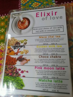 menu at Blossom Cafe in Pai