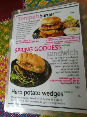 menu at Blossom Cafe in Pai