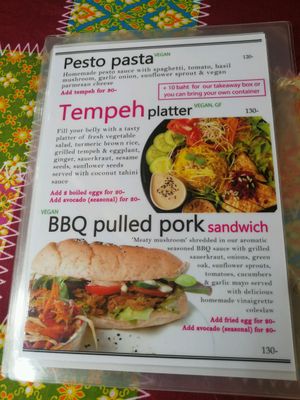 menu at Blossom Cafe in Pai