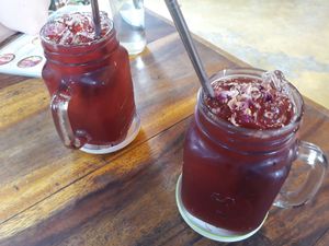 Hibiscus tea at Blossom Cafe in Pai