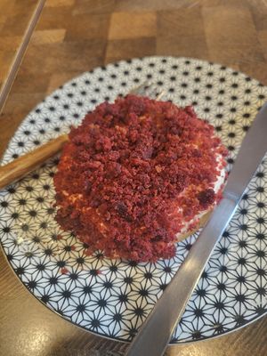 Red velvet donut - had a weird taste at Rumah Juliet in Jakarta
