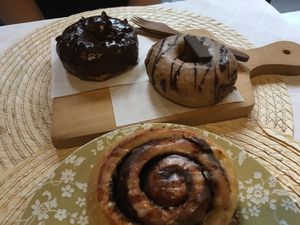 Doughnut and cinnamon roll at Rumah Juliet in Jakarta