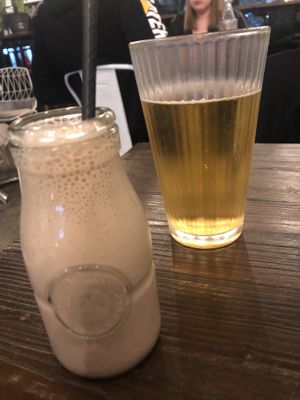 Chocolate milkshake (kiddy size) and a beer at Gorilla Kitchen in Auckland