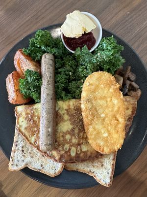 Brekky with omelette and gf bread  at Gorilla Kitchen in Auckland