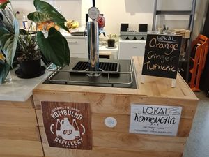 Two types of kombucha on tap at Gorilla Kitchen in Auckland
