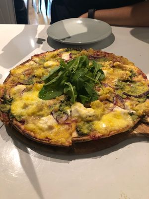 Cranberry and Chick’n pizza at Gorilla Kitchen in Auckland