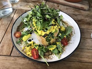 Bruschetta with scrambled tofu at Gorilla Kitchen in Auckland
