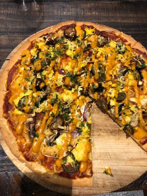 Spicy tofu pizza  at Gorilla Kitchen in Auckland