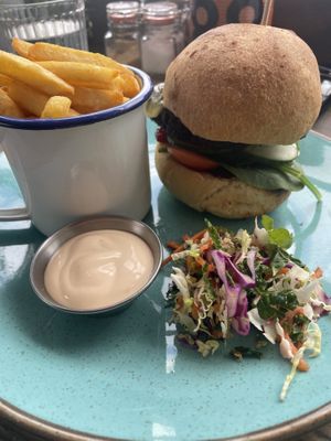 Boo homemade burger   at Boo's Kitchen in Mumbles