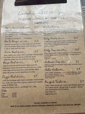 Menu   at Boo's Kitchen in Mumbles