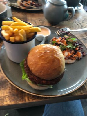Maple bean burger  at Boo's Kitchen in Mumbles