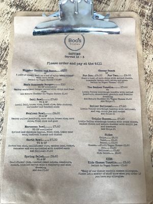Menu at Boo's Kitchen in Mumbles
