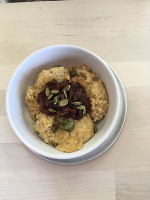 Vegan Brown Rice Porridge at Mello Velo Cafe in Syracuse