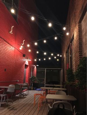 Outdoor patio at Mello Velo Cafe in Syracuse