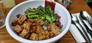 Vegan tofu rice bowl  at Camino in Antwerpen