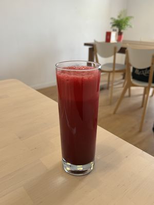 Beetroot juicee  at Roots Cafe in Cascais