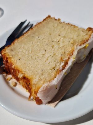 Lemon cake at Roots Cafe in Cascais
