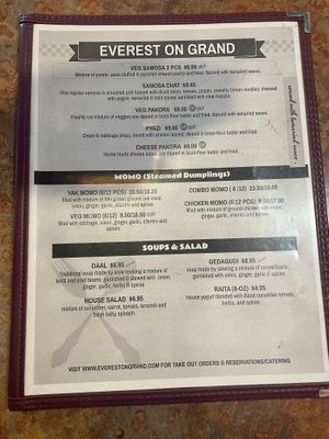 Appetizers menu   at Everest on Grand in St Paul
