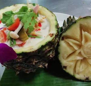 Vegan Tom Kha Hed at Sea Salt Restaurant in Koh Samui