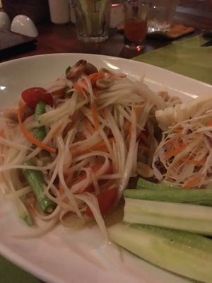 Veganised papaya salad at Sea Salt Restaurant in Koh Samui