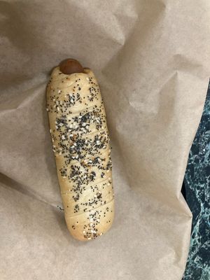 Everything bagel dog  at Henry Higgins Boiled Bagels - 19th Ave in Portland